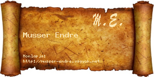 Musser Endre névjegykártya